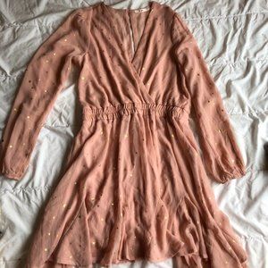 Soft Pink Flowy Dress with Golden Stars